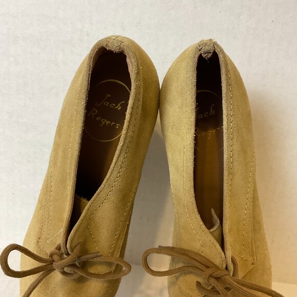 Jack Rogers Pima Ankle Boots Wedge Lace-Up 9 Khaki - Picture 3 of 11
